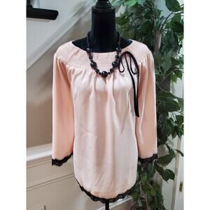 Just My Size Women's Pink Solid Polyester Round Neck Long Sleeve Top Blouse 2X